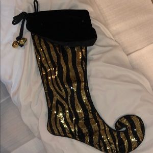 Black and Gold Sparkly Sequin Zebra Stocking